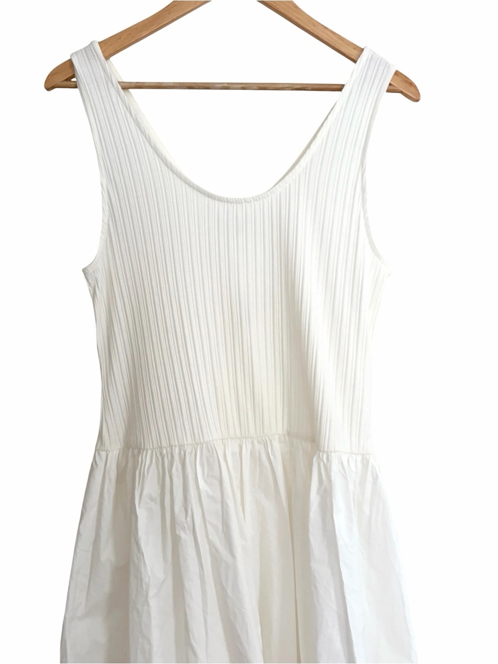 Madewell NQ613 White Ribbed Drop Waist Tank Midi Dress Large - Picture 3 of 4